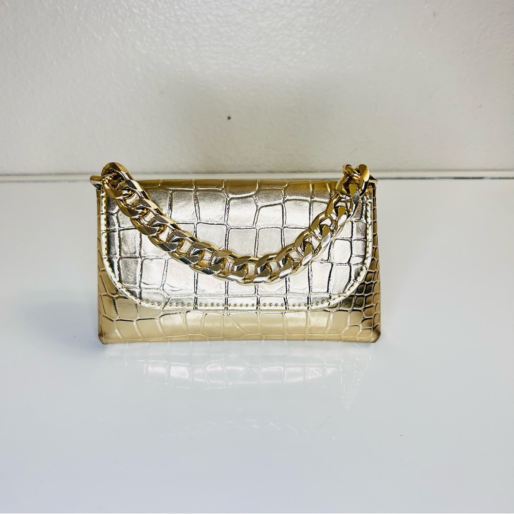 Mini bag Gold Croc-Aldo Embossed Chain mini  Bag